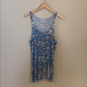 Authentic Disney Parks Lt Blue Fringe Tank M/M NWT